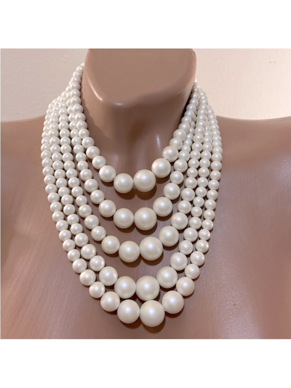 Faux Pearl Multi-Strand Statement Necklace